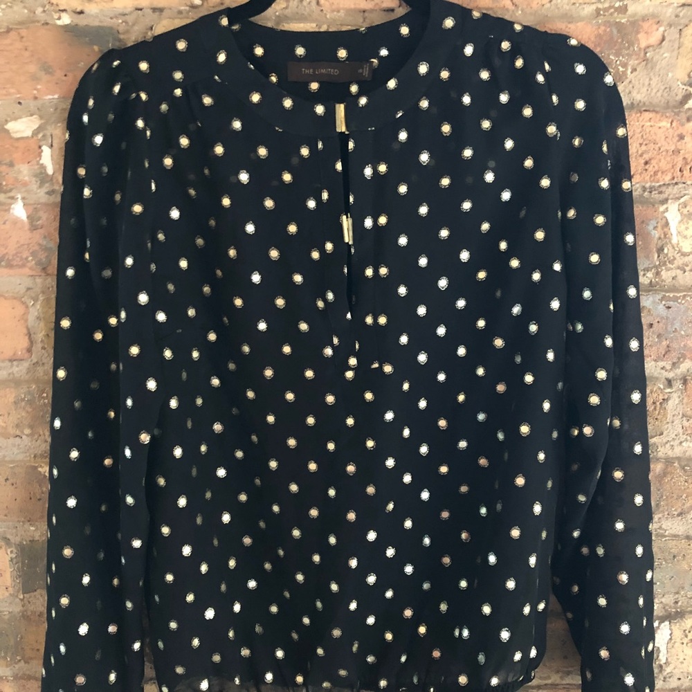 Metallic polka dot blouse